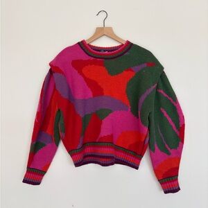 Farm Rio abstract colorful sweater - merino wool blend